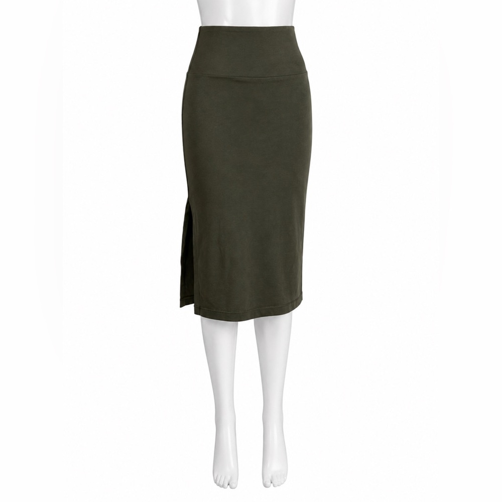 GUESS Olive Green Midi Pencil Skirt High Waist Slit Size S